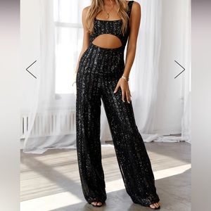 Hello Molly Black sequin romper
